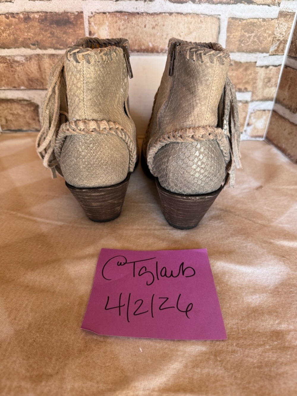 Old Gringo Beige Braided Sheepskin Boots sheep’s 8.5 final markdown - Picture 3 of 7